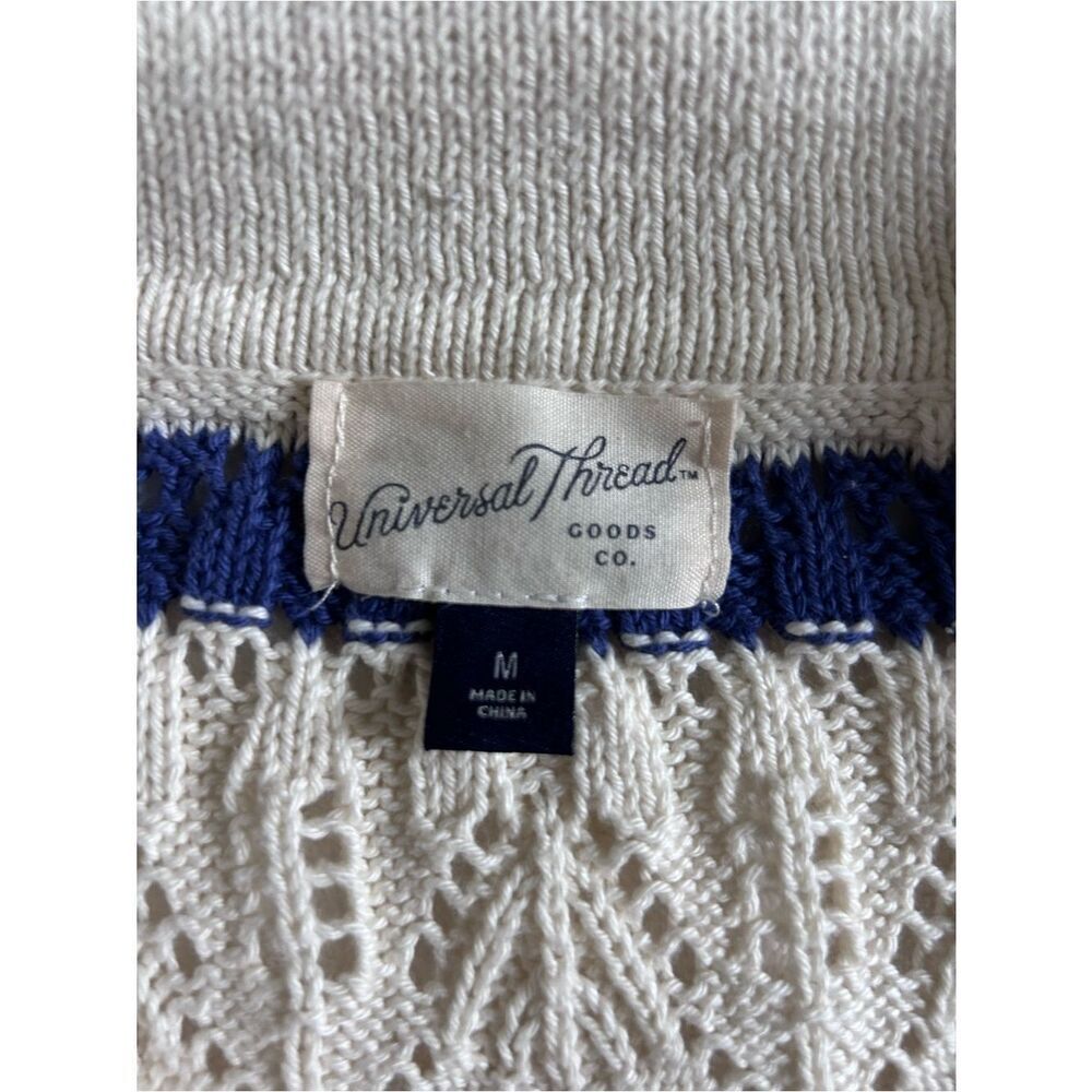 Cream Airy Open-Knit Lightweight Sweater Coastal Cottagecore Beachy Medium - Picture 9 of 15
